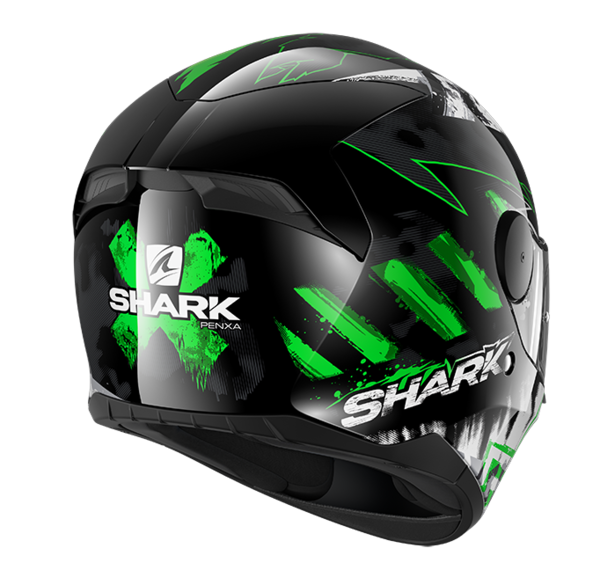 SHARK Helm D-Skwal 2 Penxa schwarz grün neon gelb mit Sonnenblende